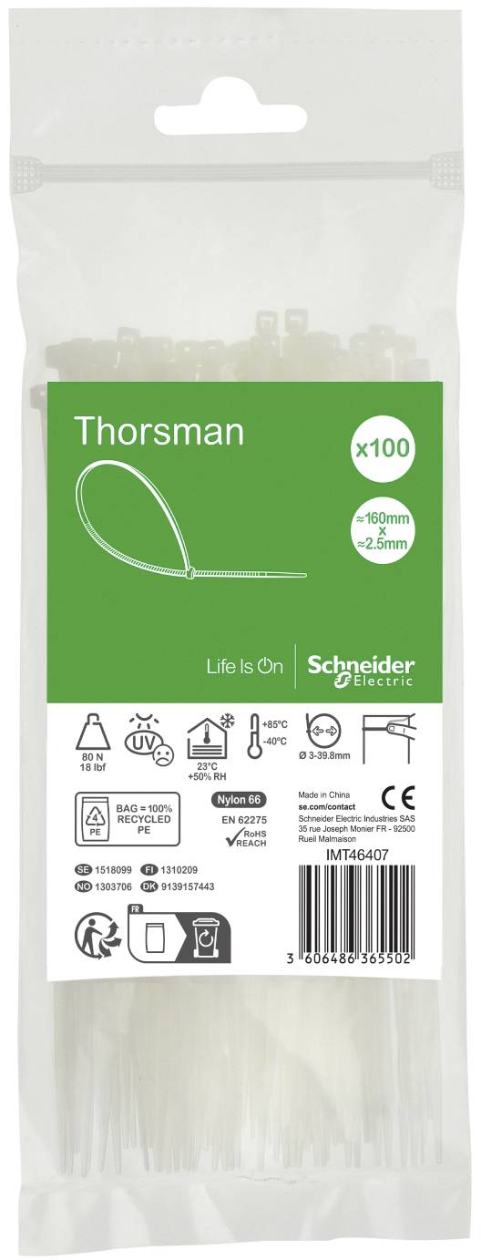 Schneider Electric IMT46407 Kábelkötöző 160 mm 2.5 mm Égésgátló 100 db