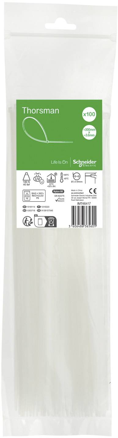 Schneider Electric IMT46417 Kábelkötöző 300 mm 3.6 mm Reteszelő záródással 100 db