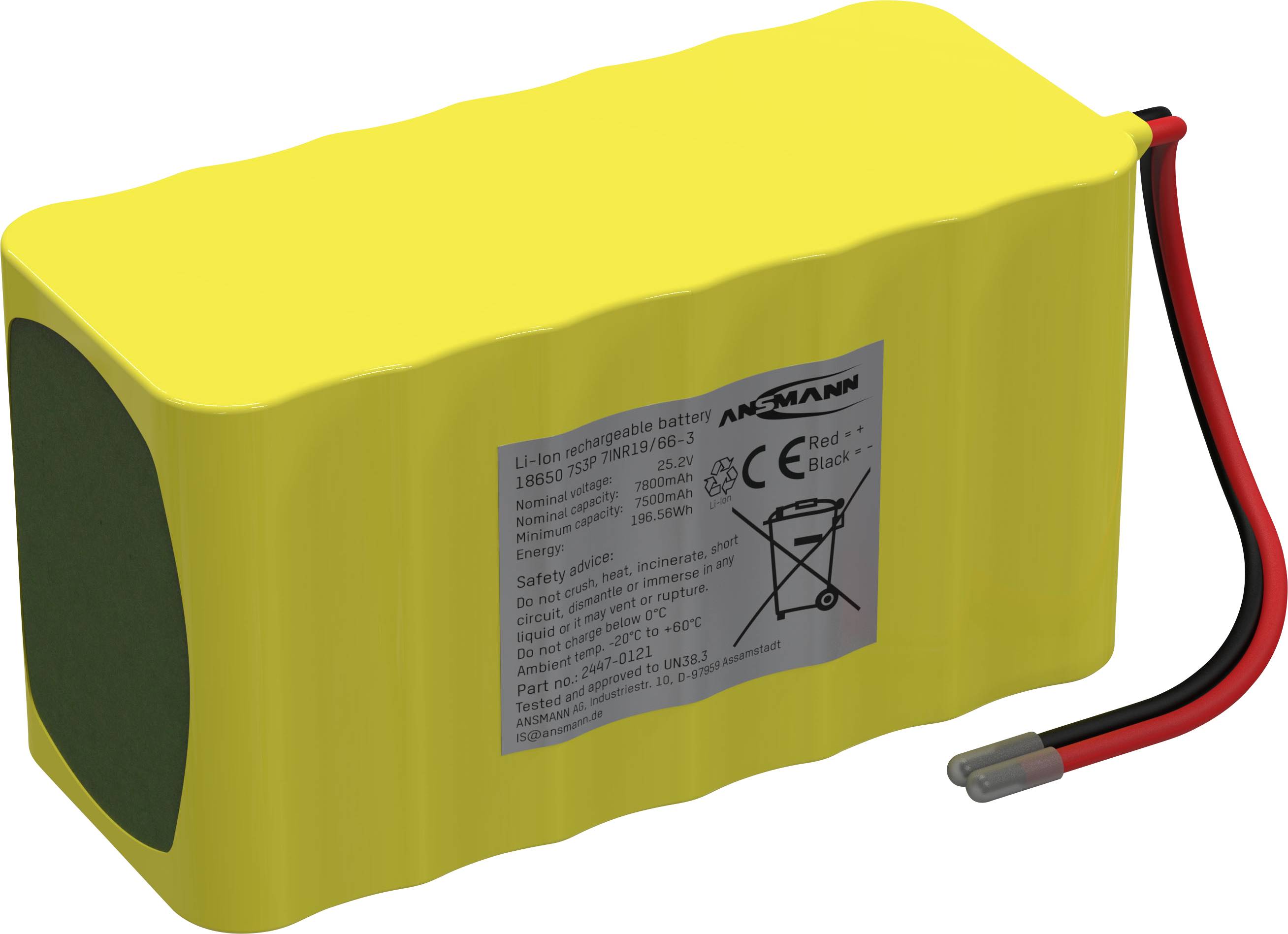 Ansmann 7S3P Akkucsomag Cellaszám: 21 Elem- és akkuméret: 18650 Kábel Lítiumion 25.2 V 7800 mAh