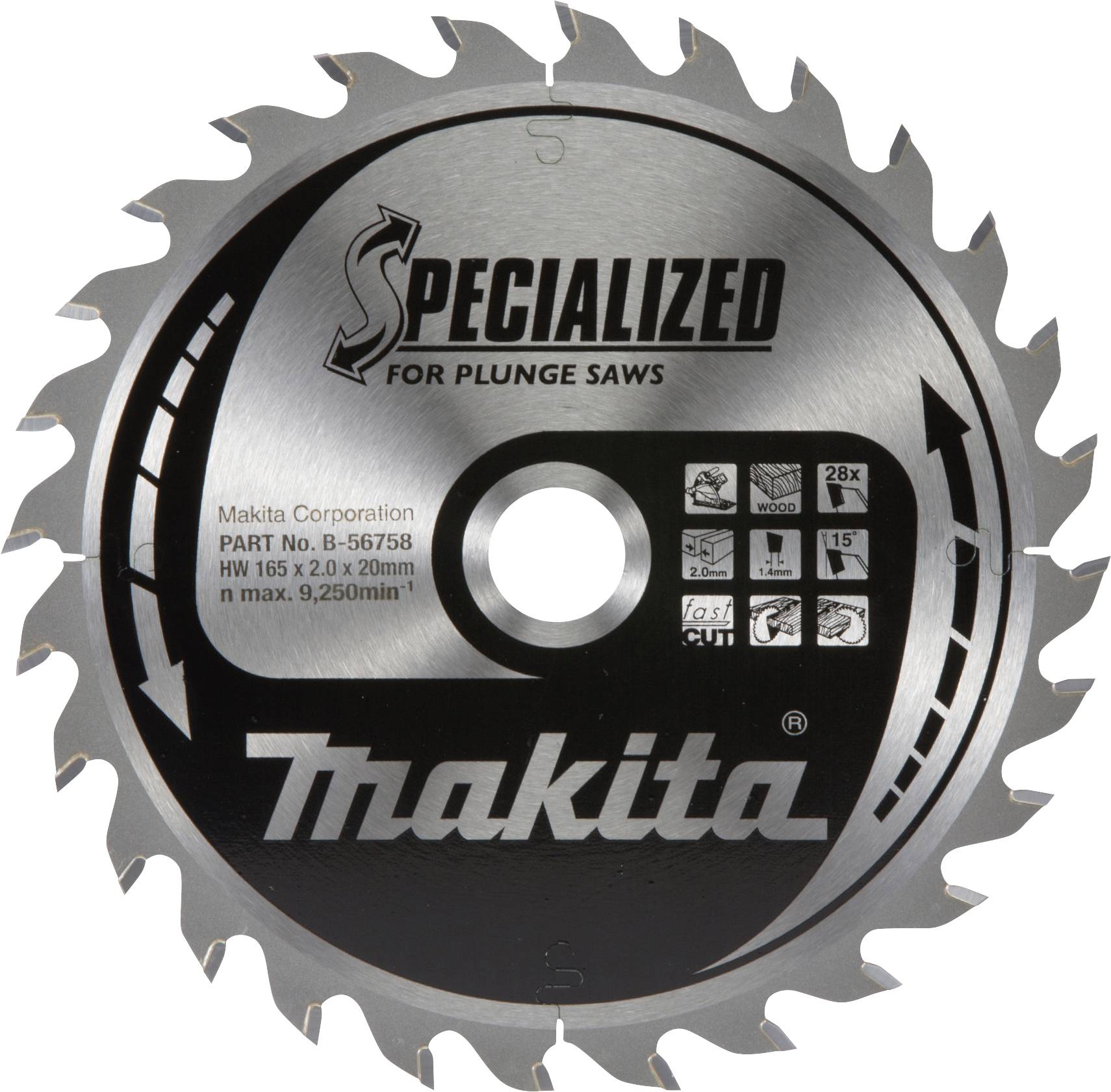 Makita B-56758 Körfűrészlap 165 x 20 mm Fogak száma (collonként): 28 1 db