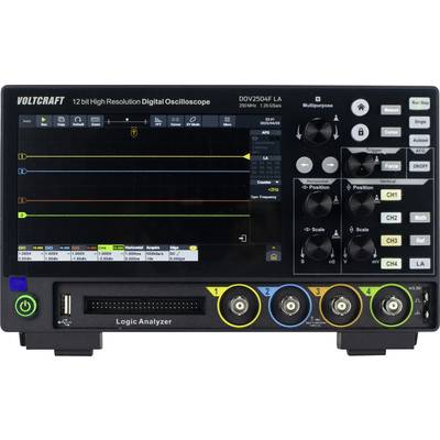 VOLTCRAFT DOV2504F LA Digitális oszcilloszkóp 250 MHz 4 csatornás 1.25 GSa/mp 100 Mpts 12 bit Digitális memória (DSO), F