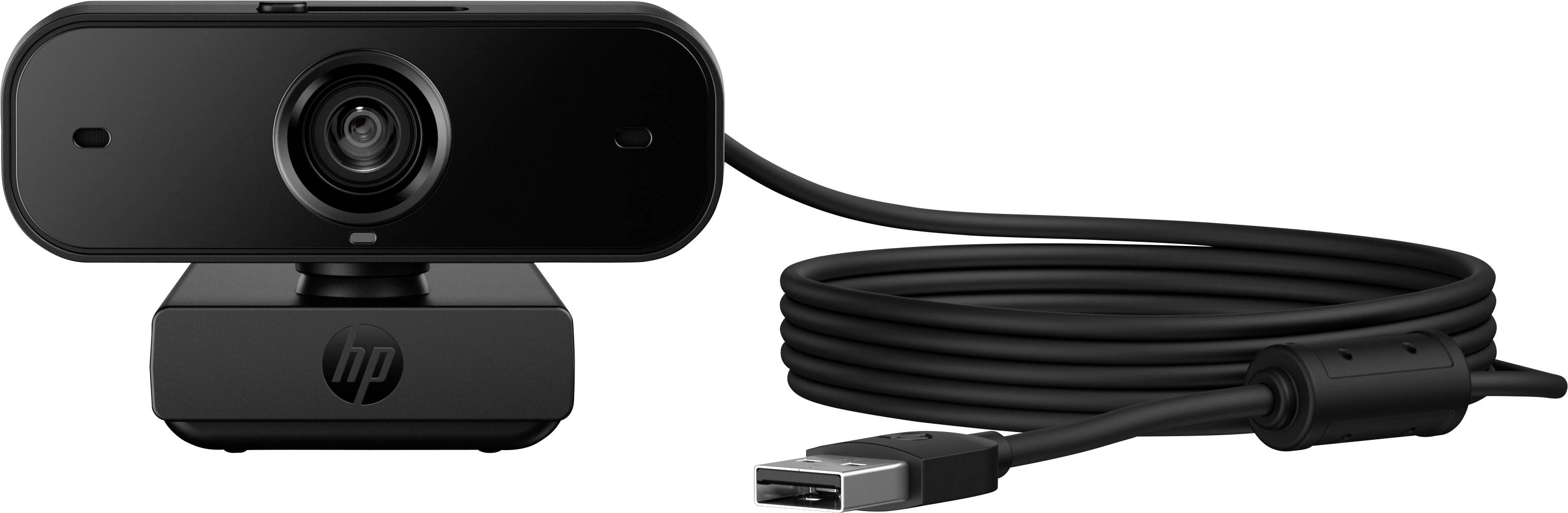 Egy fekete webkamera beépített tartóval és USB-csatlakozóval. Számítógépekhez alkalmas videóátvitelre.