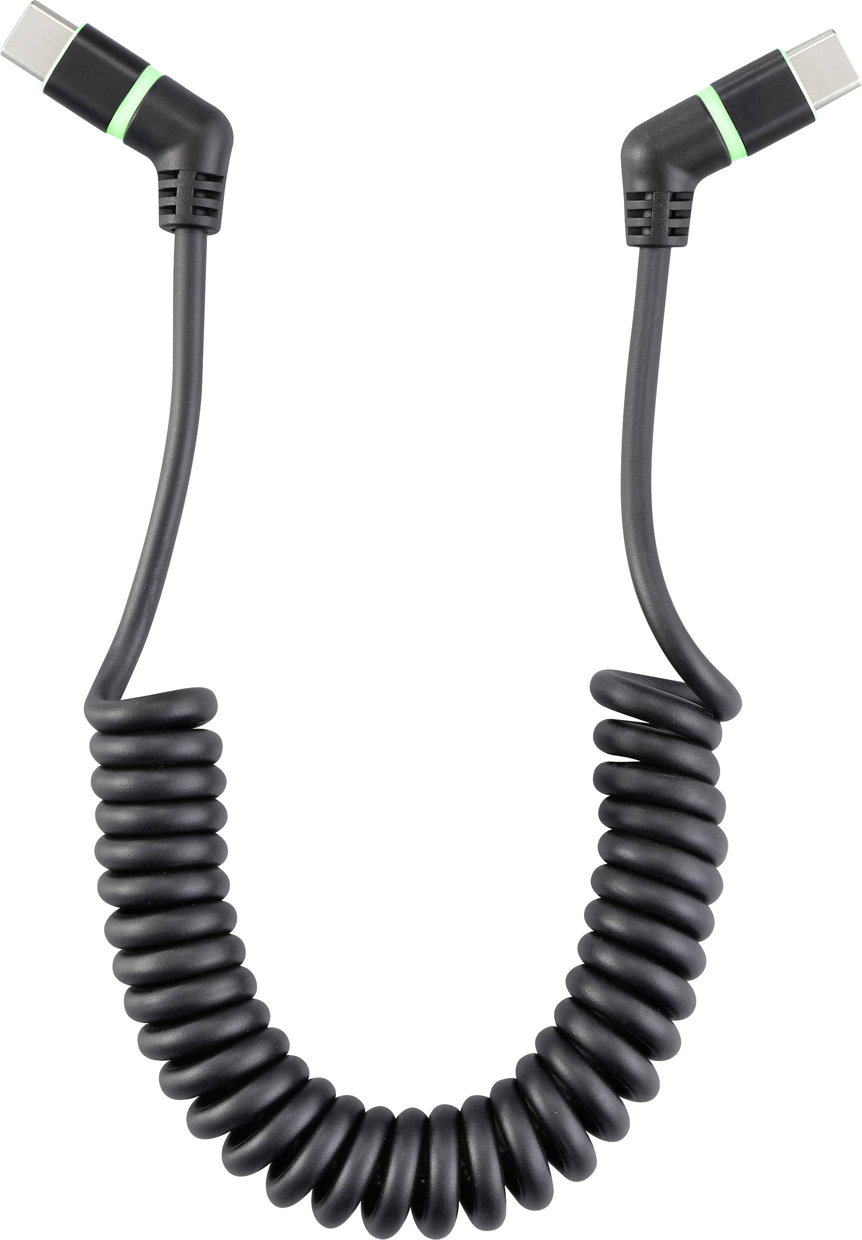 Renkforce USB kábel USB 2.0 USB-C® dugó, USB-C® dugó 1.50 m Fekete Dugaszos érintkező, 360°-ban forgatható, Spirálkábel 
