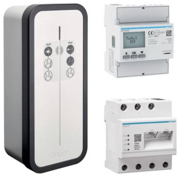 Hager XEV1K22T2SEMC Fali doboz 2. típus 3. üzemmód 32 A Csatlakozók száma 1 x 22 kW RFID