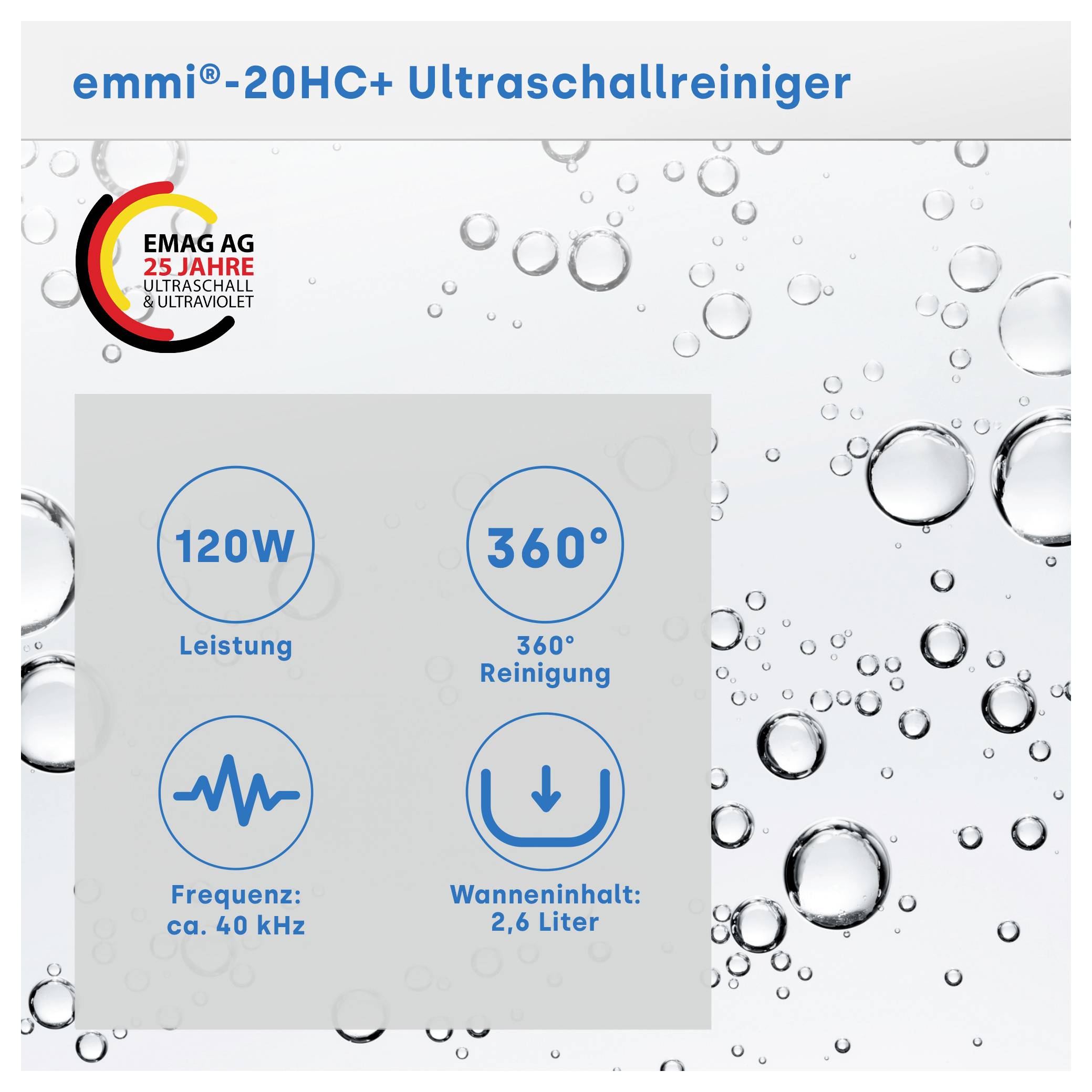 Emag Emmi-20HC Plus Ultrahangos tisztító Univerzális 120 W 2.6 l fűtéssel-8