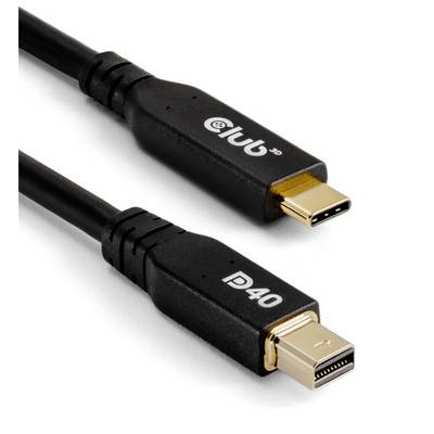 Egy fekete kábel két csatlakozóval: USB-C az egyik oldalon és Mini DisplayPort (D40) a másik oldalon.