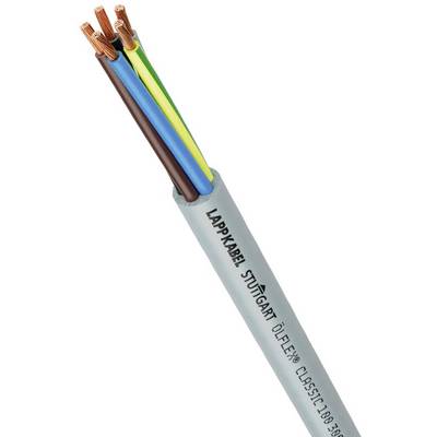 Egy több színű (barna, kék, sárga-zöld) erek alkotta elektromos kábel a 'LAPP KABEL STUTTGART ÖLFLEX' felirattal.