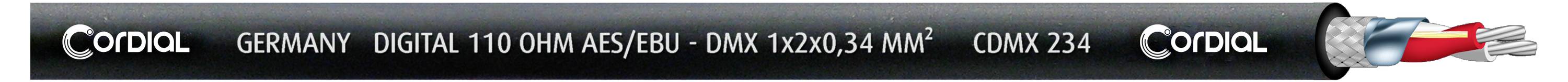 Koaxiális kábel ezüst 'Cordial' felirattal, digitális audiokapcsolatokhoz alkalmas, 'Made in Germany' jelzéssel, belső vezető látható.