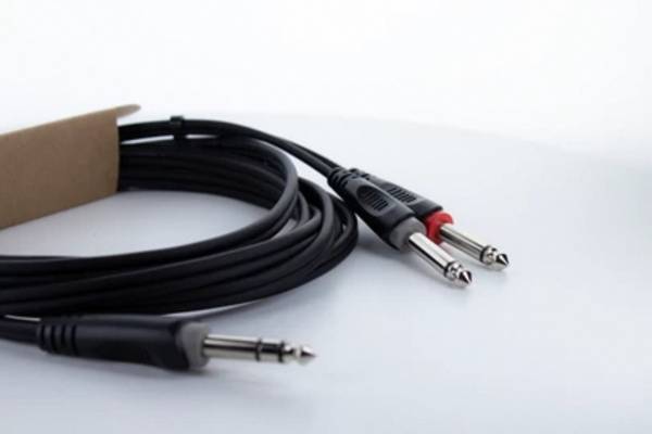 Cordial 14878 Jack Audio Y adapter [1x Jack dugó, 6,3 mm-es (sztereo) - 2x Jack dugó, 6,3 mm-es (mono)] 3 m Fekete PVC köpeny, ikervezeték