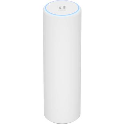 Fehér, hengeres WLAN-hozzáférési pont kék LED-gyűrűvel a tetején, logóval megjelölve.