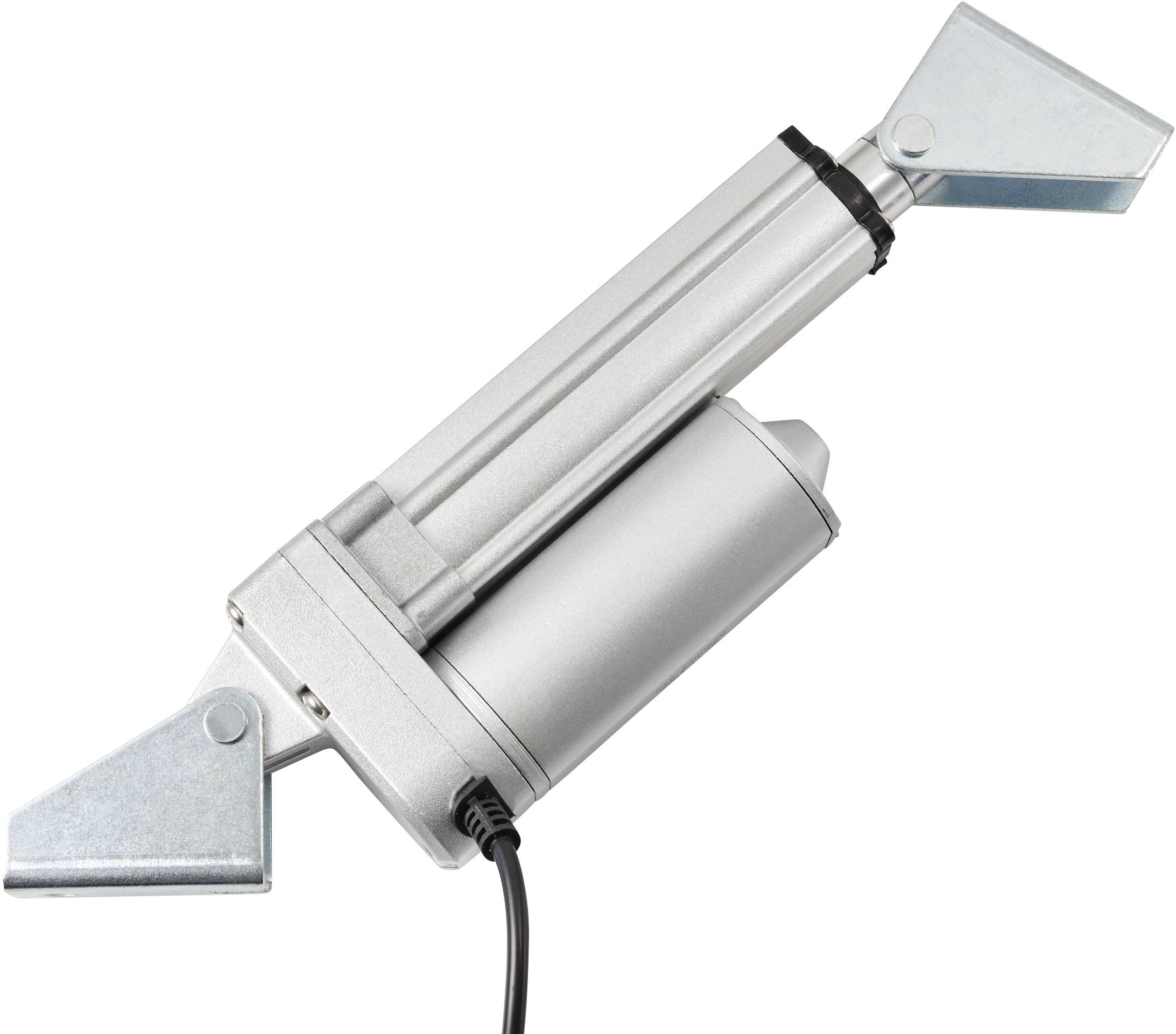 Egy fémből készült elektromos lineáris aktuátor kábeles csatlakozóval. Különböző alkalmazásokban precíz mechanikai mozgások végrehajtására használják.