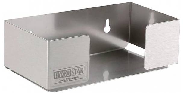 Fém fali tartó, téglalap alakú, rögzítő furattal. Alkalmas Hygostar termékekhez.