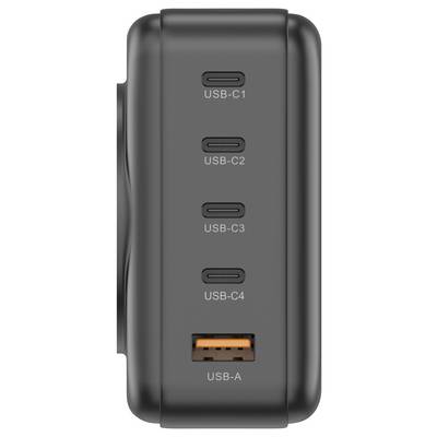 VOLTCRAFT UC-4C1A240W01 USB-s töltőkészülék 240 W 4x USB-C®, 1x USB-A Power Delivery 3.0 Fekete GaN, USB Power Delivery -1