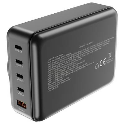 VOLTCRAFT UC-4C1A240W01 USB-s töltőkészülék 240 W 4x USB-C®, 1x USB-A Power Delivery 3.0 Fekete GaN, USB Power Delivery -6