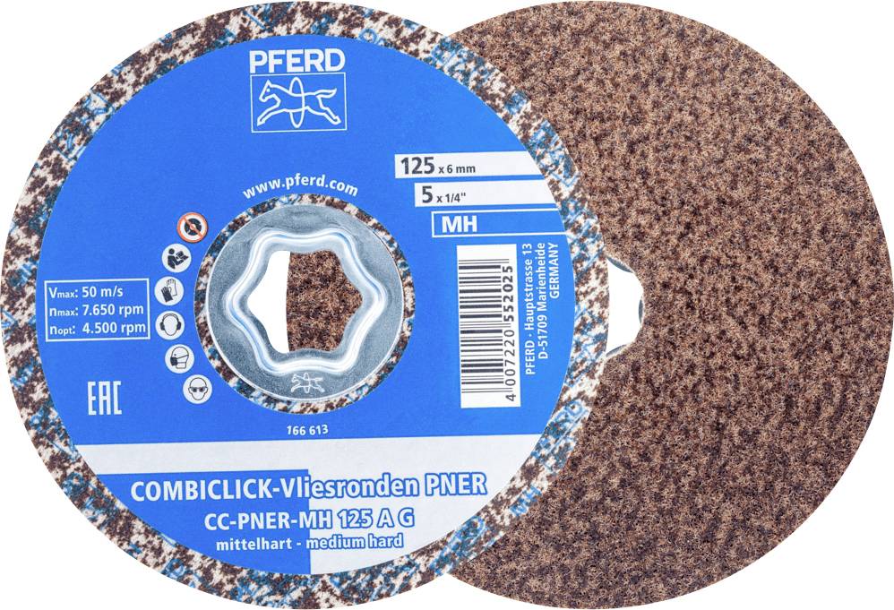 PFERD TOOLS 47700203 PFERD COMBICLICK préselt gyapjú blank CC PNER Ø 125 mm közepesen kemény A durva felületre  125 mm 5 db