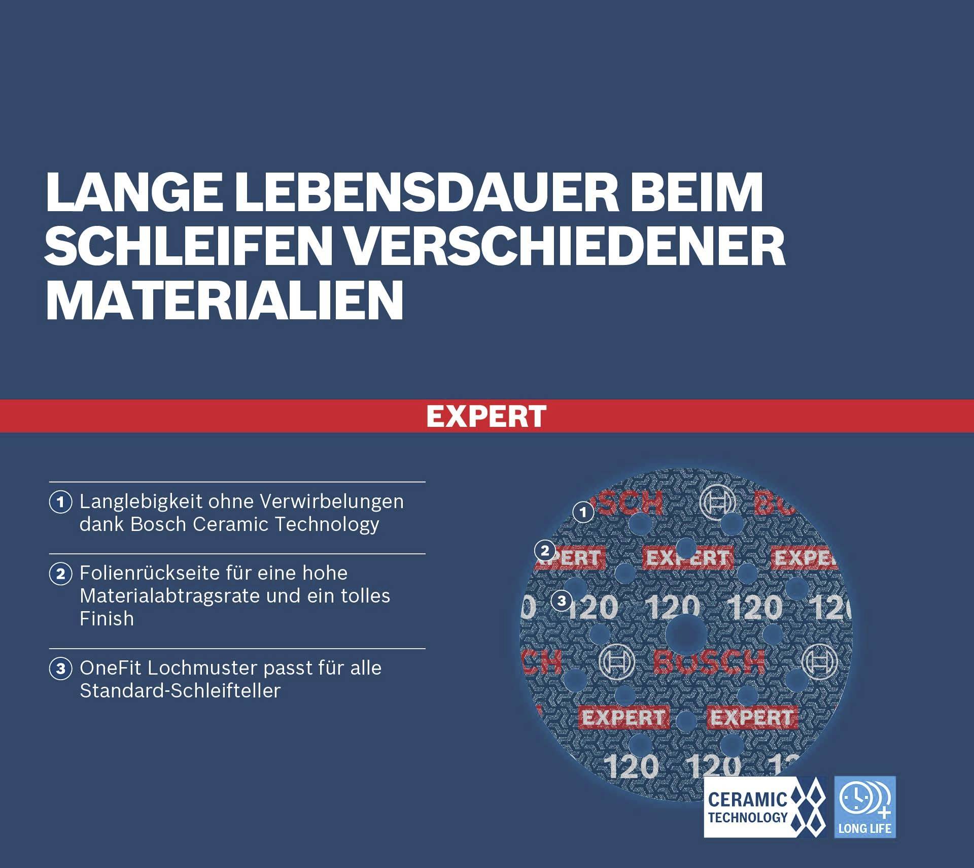 Hosszú élettartam különböző anyagok csiszolásánál. Tartósság gubancosodás nélkül, kiváló felületminőség, OneFit lyukasztási minta.