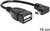 USB-A aljzattal és USB-C csatlakozóval rendelkező adapter kábel, 16 cm hosszú. Alkalmas USB-eszközök USB-C csatlakozókhoz történő csatlakoztatására.