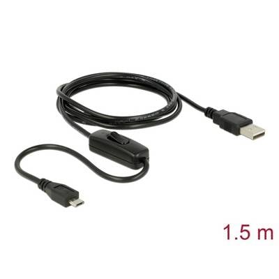 USB-kábel kapcsolóval, 1,5 m hosszú, USB- és Micro-USB csatlakozókkal.