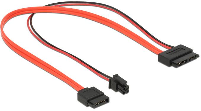 Delock Merevlemez Csatlakozókábel 30 cm Fekete, Piros-2