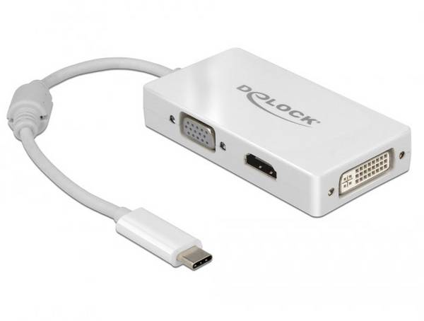 Delock USB 2.0 Átalakító [1x USB-C® dugó - 1x VGA alj, HDMI alj, DVI alj, 24+5 pólusú] 63924 0.13 m