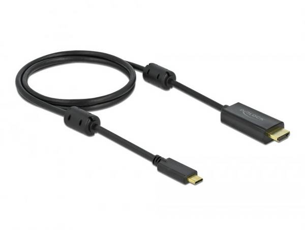 Delock HDMI / USB Csatlakozókábel USB-C® dugó, HDMI-A dugó 1 m Fekete 85969 aranyozott érintkező, 4K UHD USB C kábel