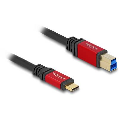 Két USB-kábel piros csatlakozókkal; baloldalt USB-C, jobboldalt USB 3.0 Típus B 'Delock' felirattal.