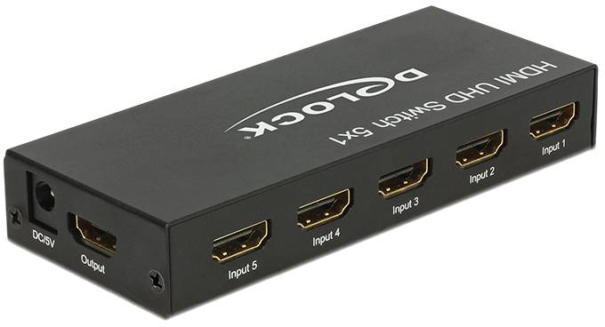 Delock 18685 HDMI switch 3D lejátszás lehetséges, Távirányítóval, Ultra HD-re alkalmas, Fém ház 3840 x 2160 pixel-2