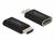 Fekete Delock márkájú adapter HDMI-dugóval és -aljzattal.