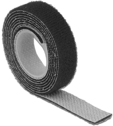 Delock 18709 Tépőzár Kötegeléshez Bolyhos és horgos fél (H x Sz) 1 m x 13 mm Fekete 1 db-0