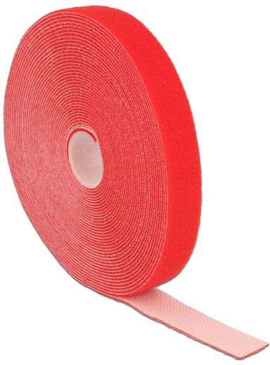 Delock Kabelbinder Tépőzár Kötegeléshez Bolyhos és horgos fél (H x Sz) 10 m x 20 mm Piros 1 db