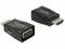 Két fekete adapter VGA-ról HDMI-re. Az egyik a VGA-csatlakozóját mutatja, a másik a HDMI-dugaszát.