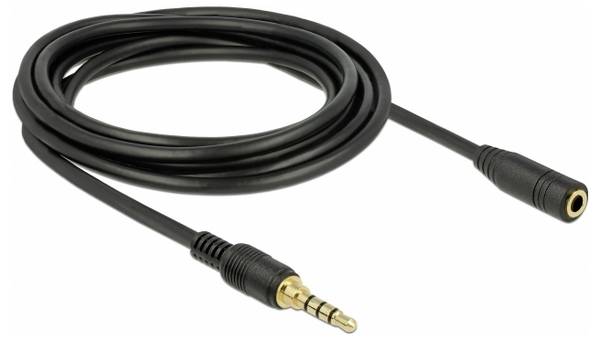 Delock 85633 Összekötő Audio Hosszabbítókábel [1x Jack dugó, 3,5 mm-es - 1x Jack alj, 3,5 mm-es] 3 m Fekete aranyozott érintkező