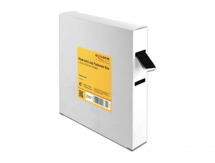 Delock 20671 Tépőzár (H x Sz) 10 m x 20 mm Fekete 1 db