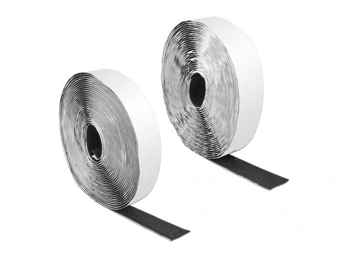 Delock 19081 Tépőzár Felragasztható (H x Sz) 10 m x 25 mm Fekete 1 db