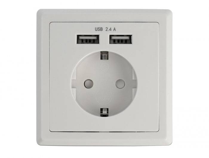 Delock 11471 Beépíthető dugalj USB töltőkimenettel Fehér-2