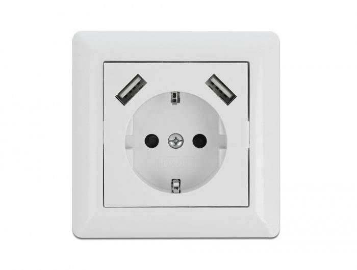 Delock 11473 Beépíthető dugalj USB töltőkimenettel Fehér-3