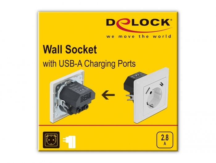 Delock 11473 Beépíthető dugalj USB töltőkimenettel Fehér-4