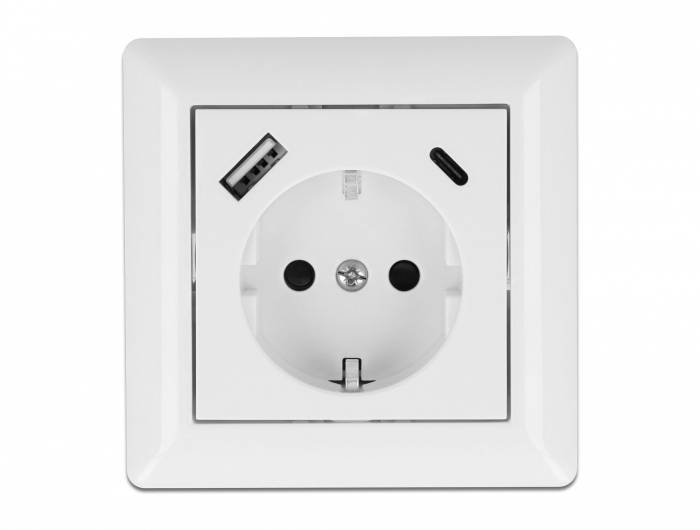 Delock 11489 Beépíthető dugalj USB-vel, USB-C®-vel Fehér-3