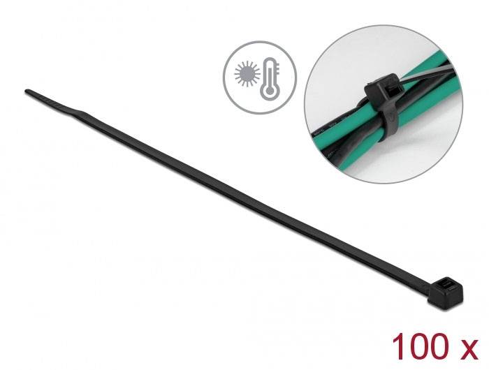 Delock 19557 Kábelkötöző Fekete Hőstabilizált 100 db