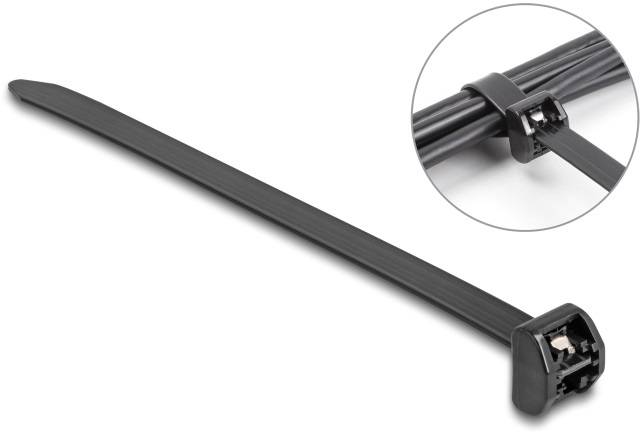 Delock 19730 Kábelkötöző acél nyelvvel 457 mm 12.7 mm Fekete UV stabilizált, Fém nyelvvel, Nagy szakítószilárdság 10 db