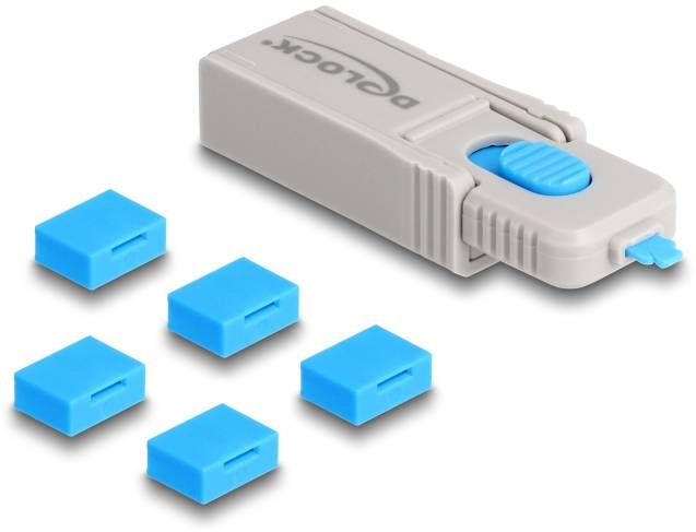 Delock USB port zár 20923 Kék, Szürke 20923-0