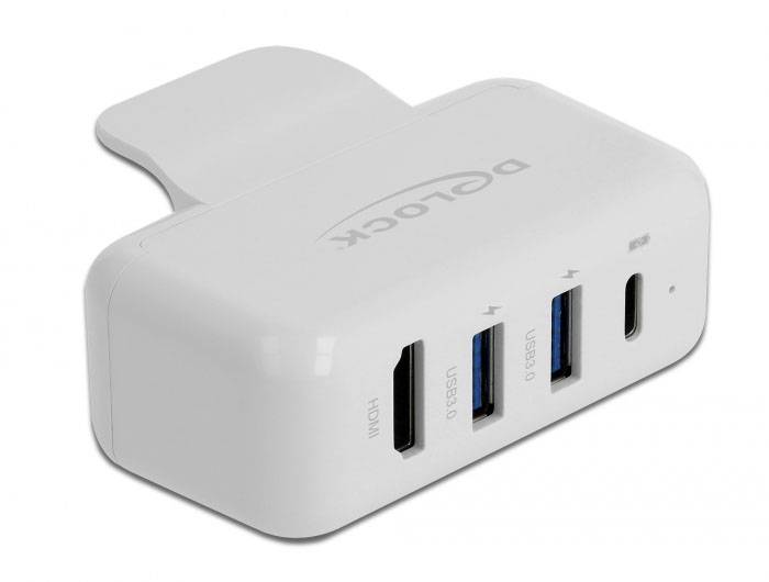Delock 64080 USB-s töltőkészülék USB-C® alj (Power Delivery), USB-A alj Power Delivery Fehér Aljzat dugó USB Power Delivery (USB-PD), Túláramvédelem