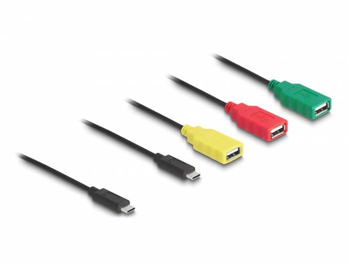 Delock 64203 USB hub 3+1 port USB-A, USB-C® USB 2.0 480 MBit/s USB-C dugóval Többszínű 64203-2