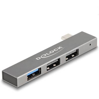 Delock 64274 USB hub 3 port USB-A USB 3.2 Gen2 10 GBit/s USB-C dugóval Szürke 64274-0