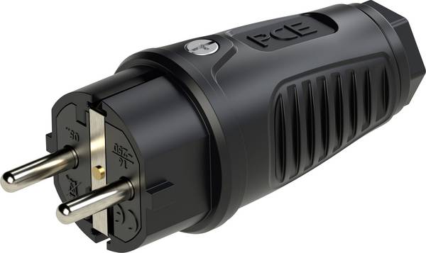 PC Electric 0512-ss Védőérintkezős dugó Tömör gumi  250 V Fekete IP54