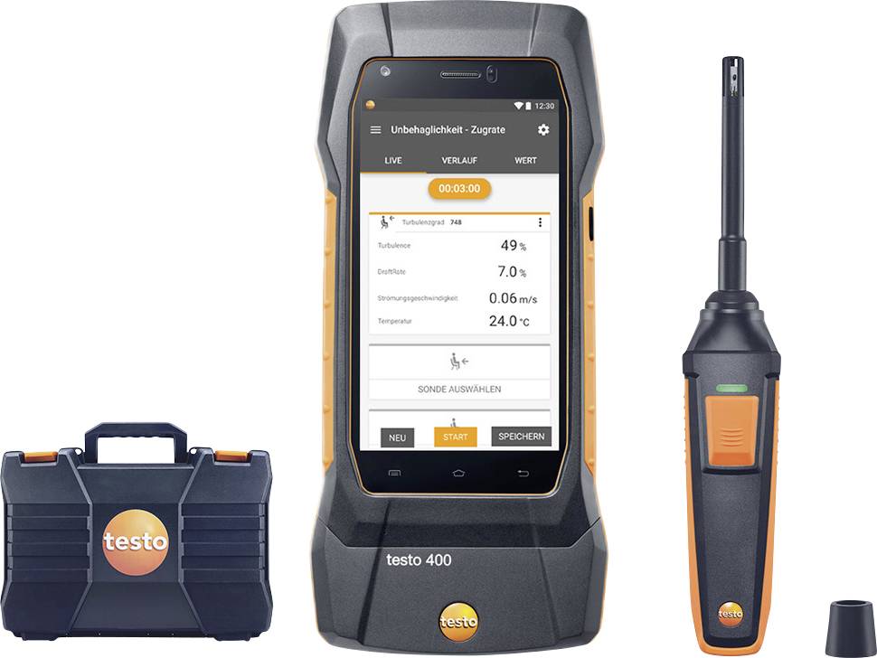 testo 400 - Gebrauchsnormal Set Környezeti méréstechnika készlet Hőmérséklet, Nyomás -40, 0 - 150, 200 °C, hPa