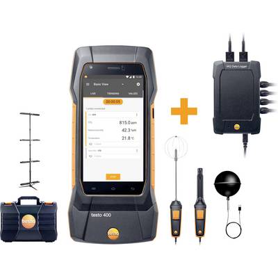 testo 400 - Datenlogger Behaglichkeits-Set Környezeti méréstechnika készlet Hőmérséklet, Nyomás -40, 0 - 150, 200 °C, hP