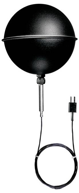 Fekete, gömb alakú eszköz érzékelővel és kábellel, amelyet hőmérséklet-mérésekhez használnak különböző környezetekben.