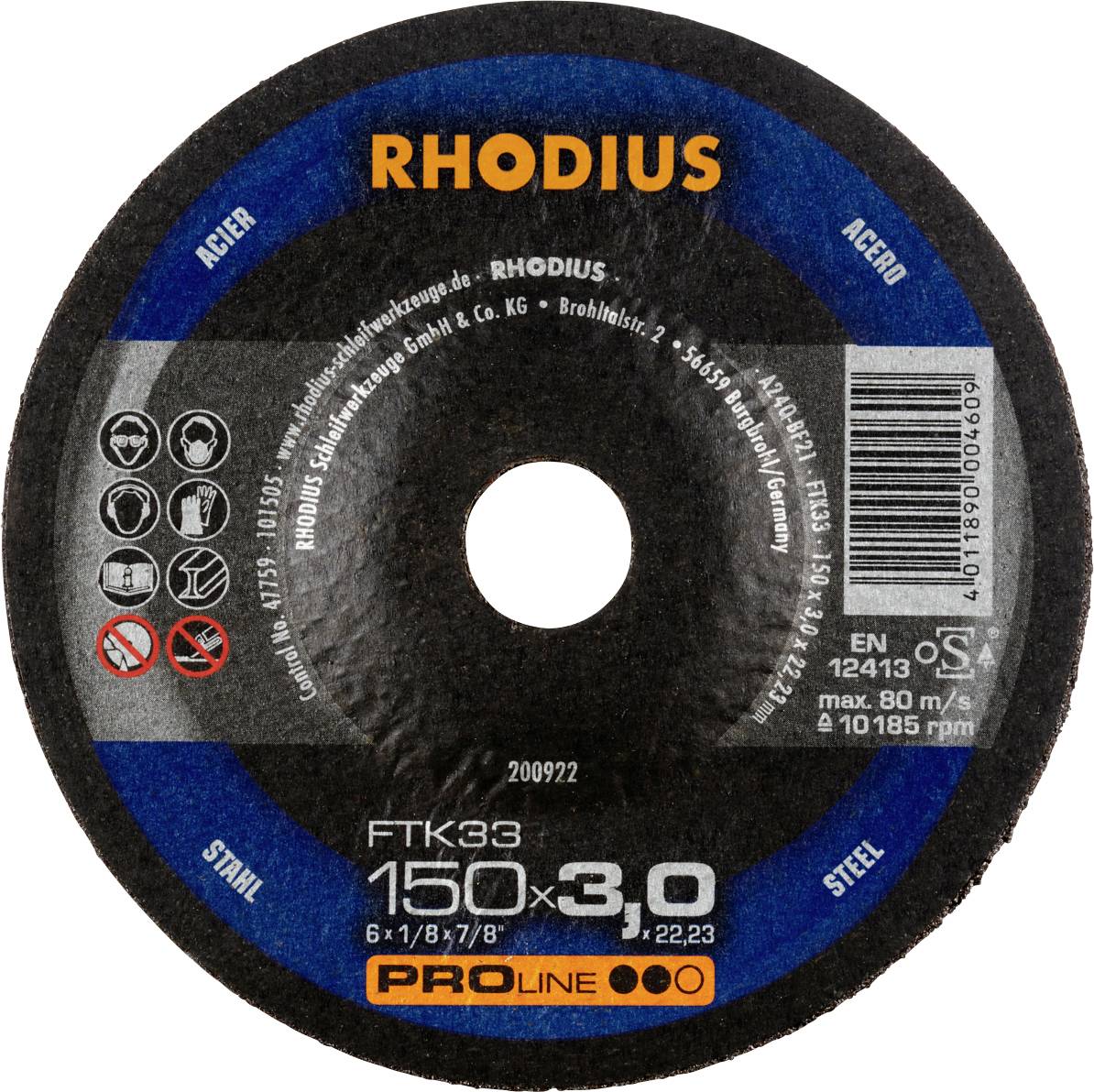 Rhodius 200922 Vágótárcsa 150 mm 1 db Acél