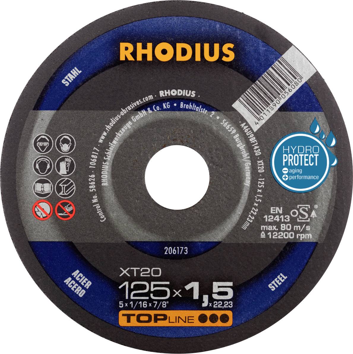 Rhodius 206173 Vágótárcsa, egyenes 125 mm 1 db Acél